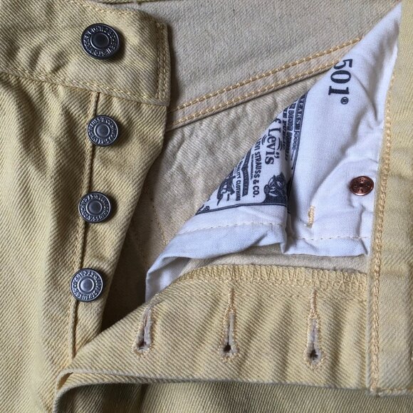 Levi's501 Vintage Jeans Cotton100 Yellow W27L26 Cropped Straight Leg MushroomTag - Picture 5 of 15